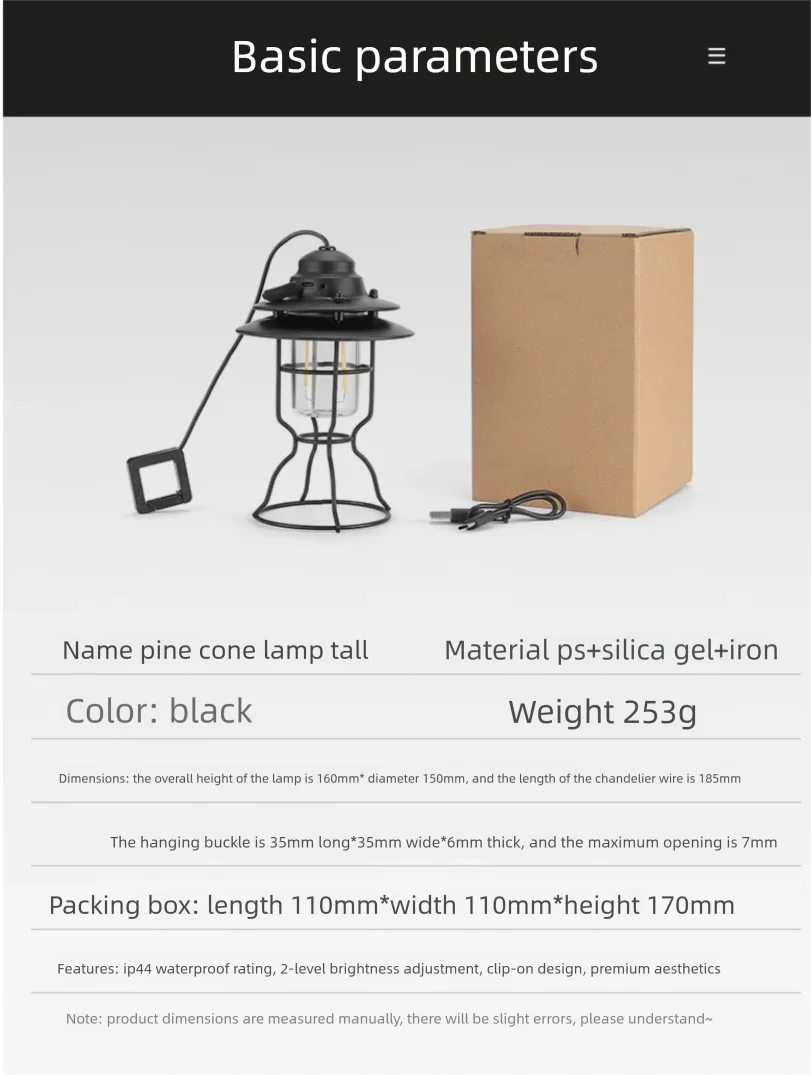 Outdoor Rechargeable Camping Lamp, Ambiance Light, Camping Light, Led Light, Lighting Lantern, Portable Tent Light, Camp Light, Hanging Light