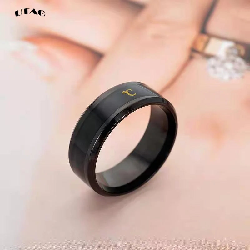 UTAG Smart Sensor Body Temperature Ring Stainless Steel Fashion Display Real-time Temperature Test Finger Rings