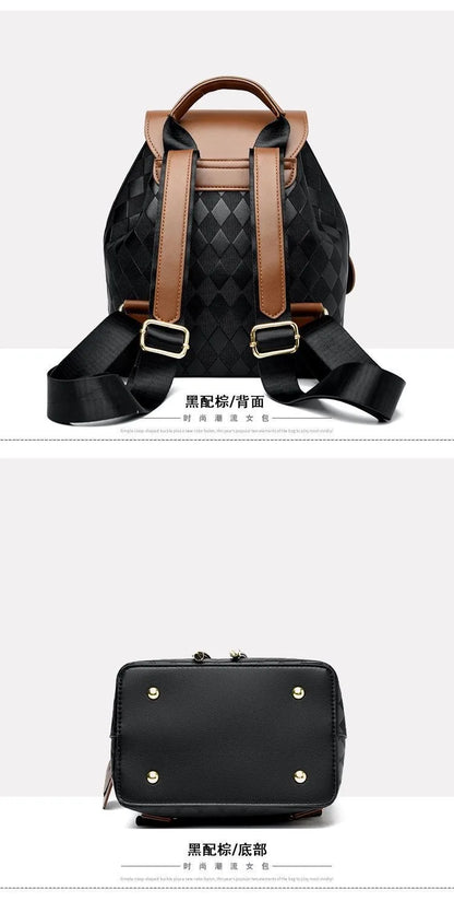 Women Backpack Soft Pu Leather Black Casual Multifunctional College Bag Capacity Shoulder Bag Trave Handle Bag