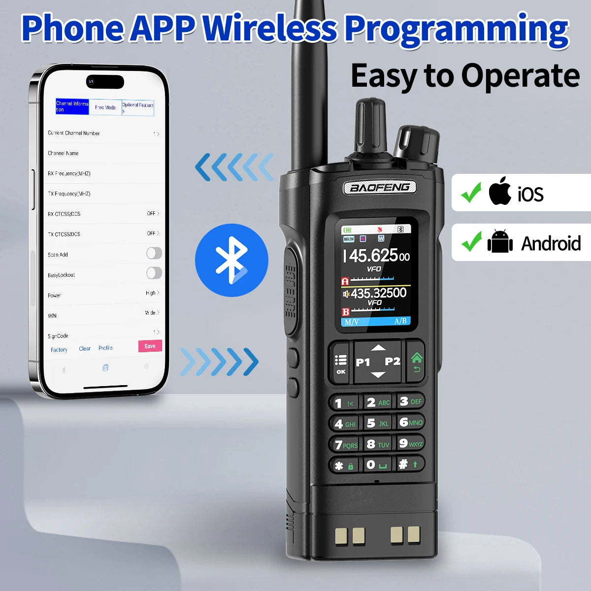 BAOFENG UV-32 GPS Walkie Talkie 10W Air Band Bluetooth Programming Wireless Copy Frequency Full Band FM Long Range Two Way Radio