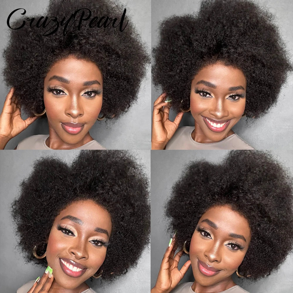 Afro Kinky Curly Wig 13X2 T Part Lace Front Wigs 200% Density Human Hair Blended Kinky Curly Lace Frontal Wigs for Black Women