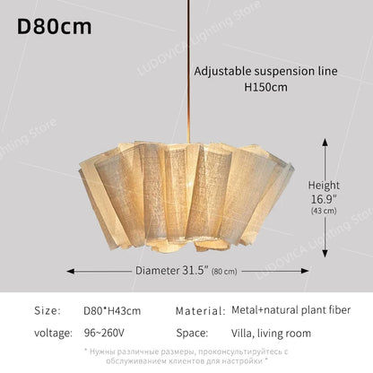 Wabi Sabi Chandelier Handmade Fabric LED Pendant Lights Vintage Living Room Study Clothes Shop Restaurant Designer Hanging Light