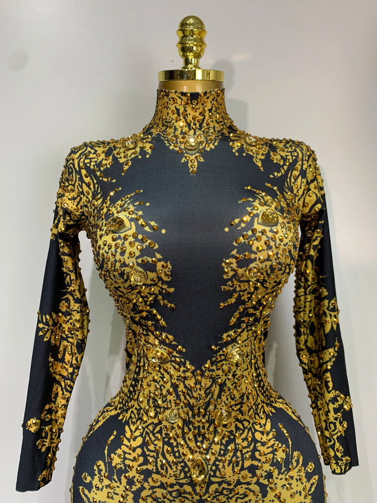 Sparkly Rhinestones Jumpsuit Fashion Sexy Stretch Dance Costume Nightclub Bodysuit Birthday Outfit Evening Party Leggings