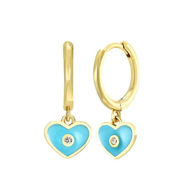925 Sterling Silver Needle Light Blue Zircon Stud Earrings for Women Fashion Blue Enamel Pendant Earrings Luxury Jewelry Gifts