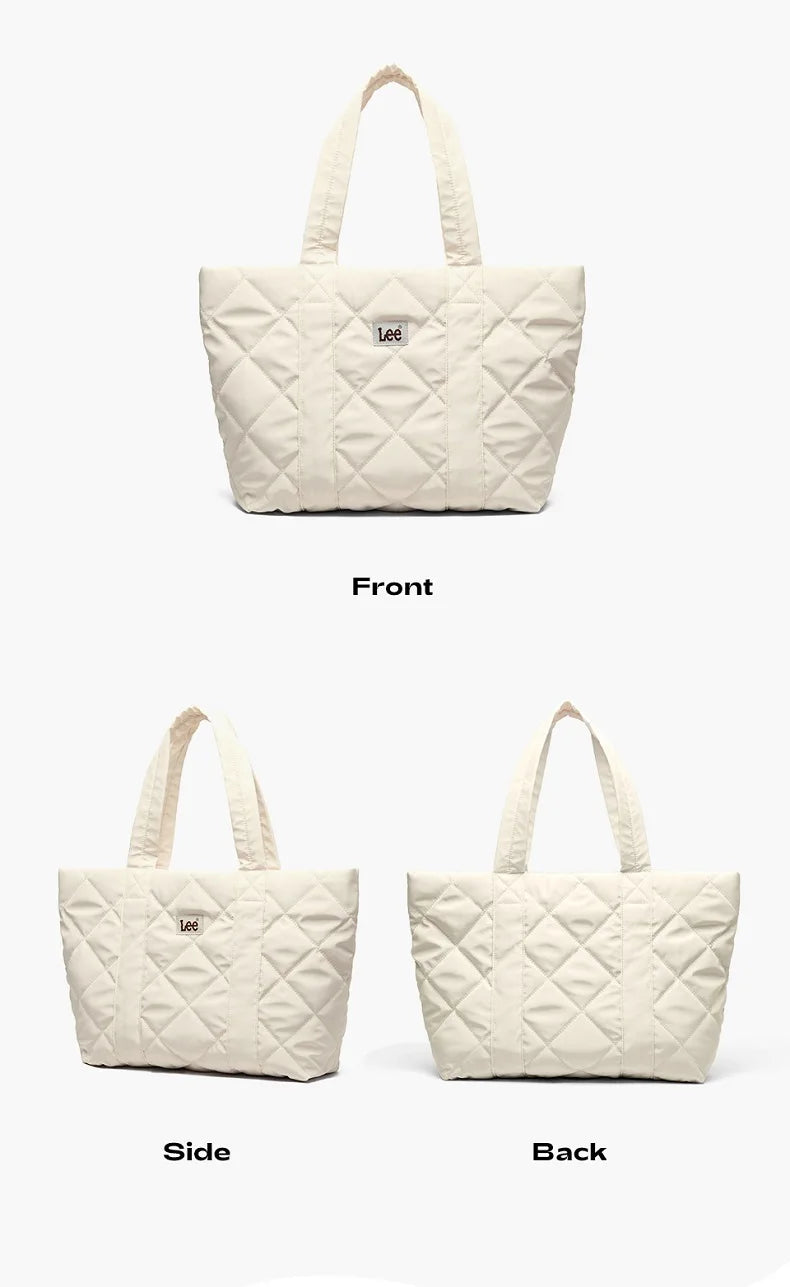 LEE Large Soft Puffer Bag Women Big Size College Students Laptop Book Quilted Tote Bag Lady Down-filled Shopping School Bags