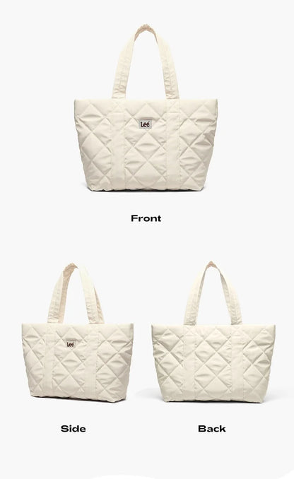 LEE Large Soft Puffer Bag Women Big Size College Students Laptop Book Quilted Tote Bag Lady Down-filled Shopping School Bags