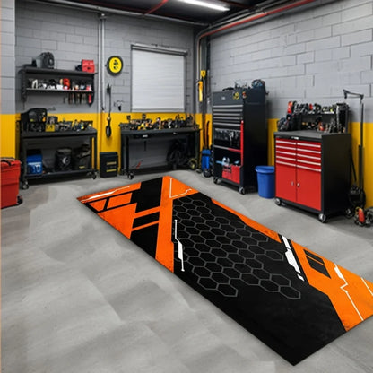 VIKAMA Cool Mecha Motorcycle Display Rug: Durable, Stain-Resistant Hallway and Aisle Mat for Motorcycle Parking and Home Decor