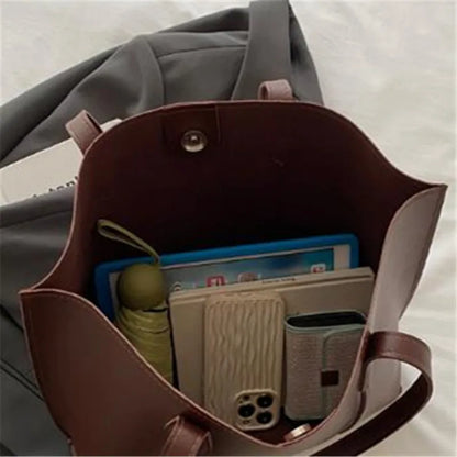 Retro Faux Leather Shoulder Bag, Large Capacity Office Commuter Handbag,Top Handle Purse Durable Work Laptop Tote Bags for Women