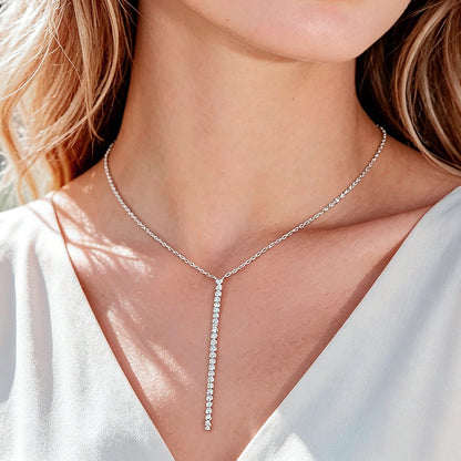 Onnelik 0.03CT 2MM*35PCS Round Moissanite Necklace 925 Sterling Silver White/Yellow/Rose Gold Plated Fine Jewelry Gift for Women