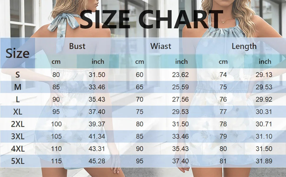 Women's Romper Boho Floral Print Halter Tie Straps Backless Overalls Shorts S-5XL Summer Casual Vacation Beach Jumpsuits