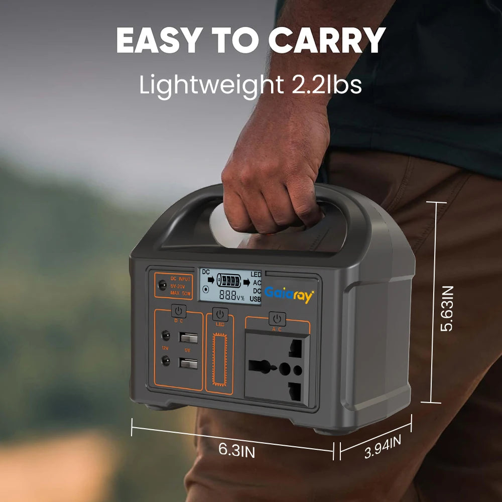 Gaiaray 100W Portable Power Station AC 220V 110V Solar Generator Outdoor Emergency Power Bank 76.8Wh LiFePO4 Battery For Camping