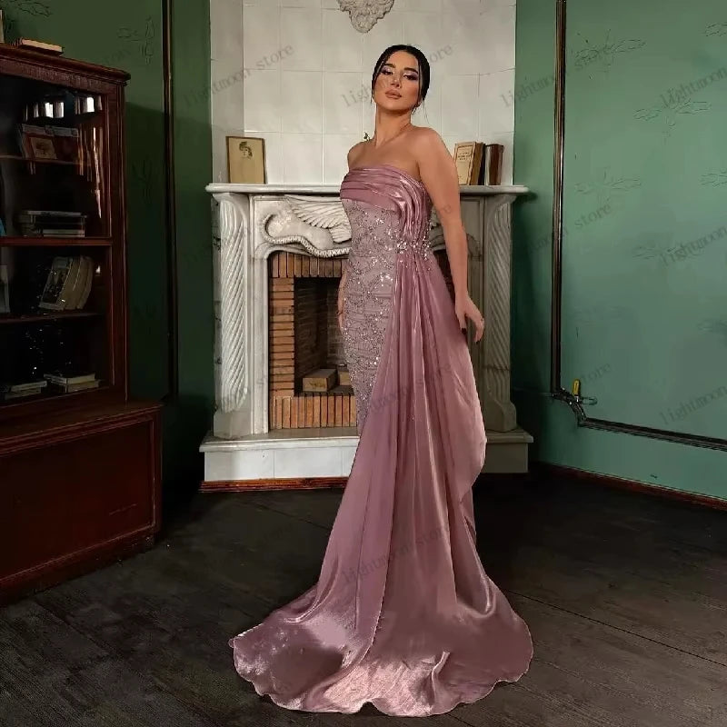 Charming Evening Dresses Gorgeous Prom Dress Beading Appliques Sleeveless Robes فساتين سهرة Elegant Vestidos De Gala Customized