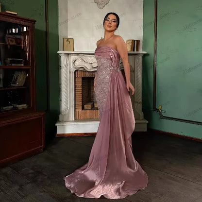 Charming Evening Dresses Gorgeous Prom Dress Beading Appliques Sleeveless Robes فساتين سهرة Elegant Vestidos De Gala Customized