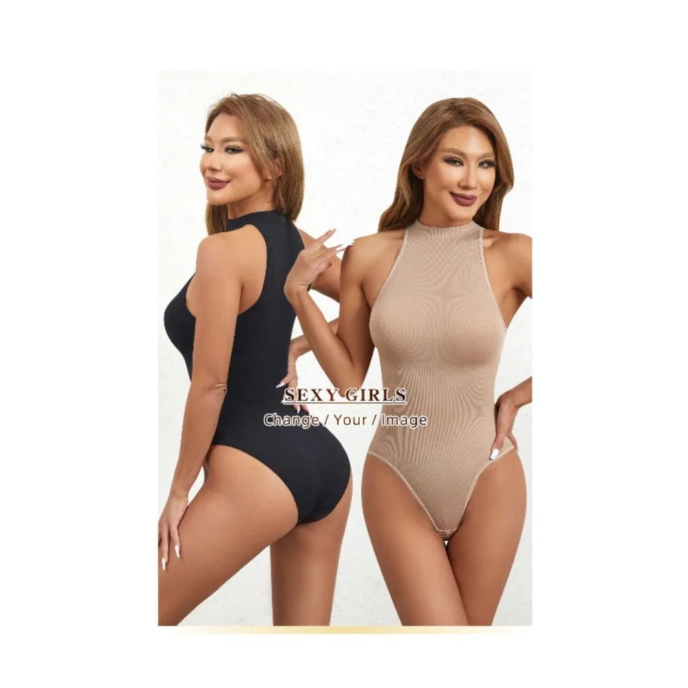 Women's SleevelessOuterwear withA Bottom Layer and Buckle for BodyShaping and Abdominal Compression One-piece T-shaped Shapewear