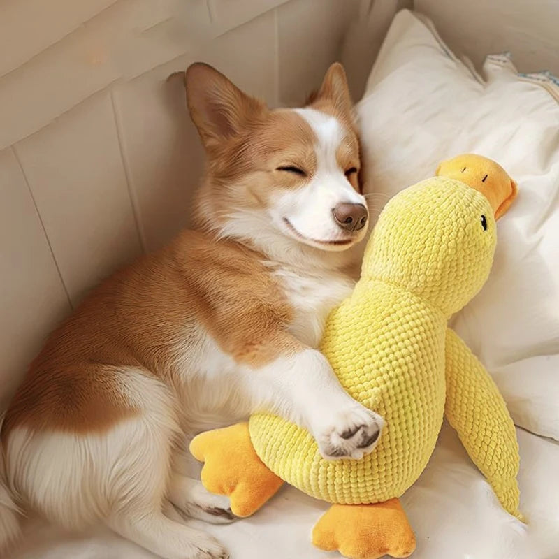 Yellow Duck Dog Toys for Aggressive Chewers Cats Dogs Chew Squeak Toy with Quacking Sound Interactive Plush Doll Toy Pet Supplie
