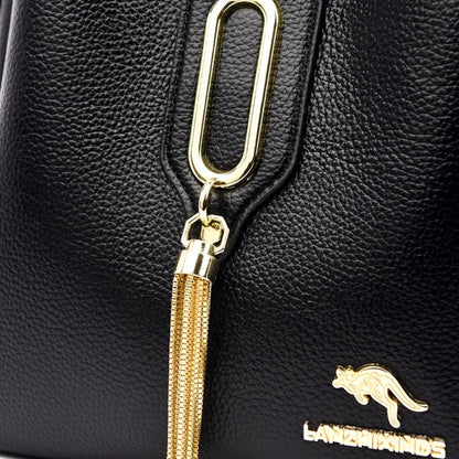 Luxury Hand bags For Women High Quality Pu Leather Three layers Ladies Shoulder Crossbody Bag Bucket Tassel Commuting Sac A Main