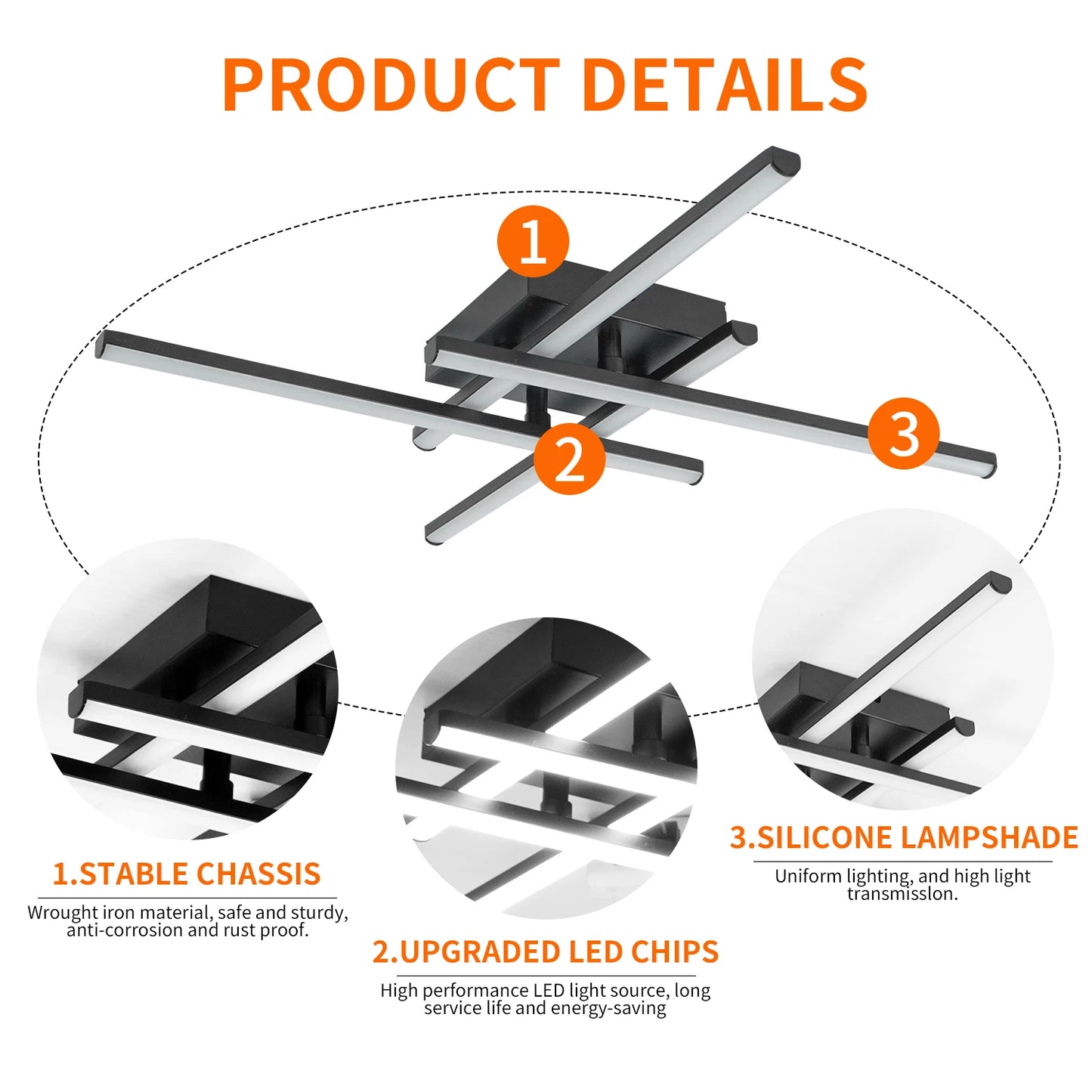 New Modern Led Ceiling Lights Black Ceiling Lamp for Living Room Bedroom Studyroom Led Lights for Room Ceiling Light Fixtures