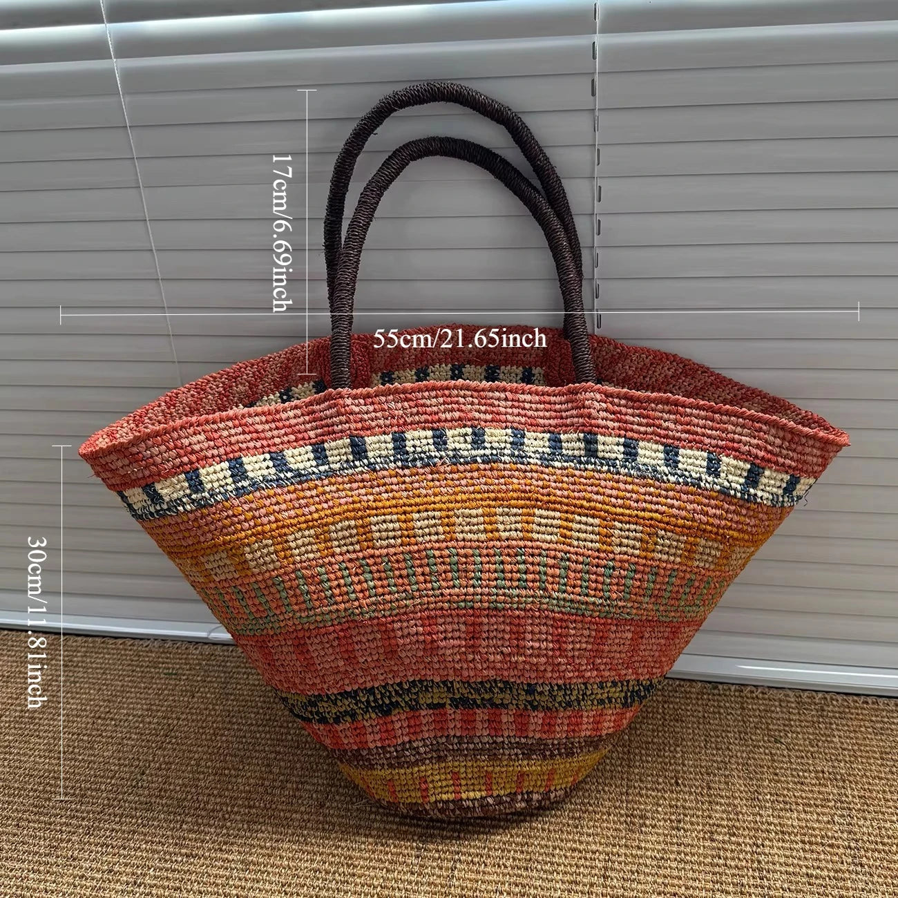 Color Raffia Straw Lady Shoulder Bag Designer Luxury Handbags Large Bag Handmade Summer Beach Purses
