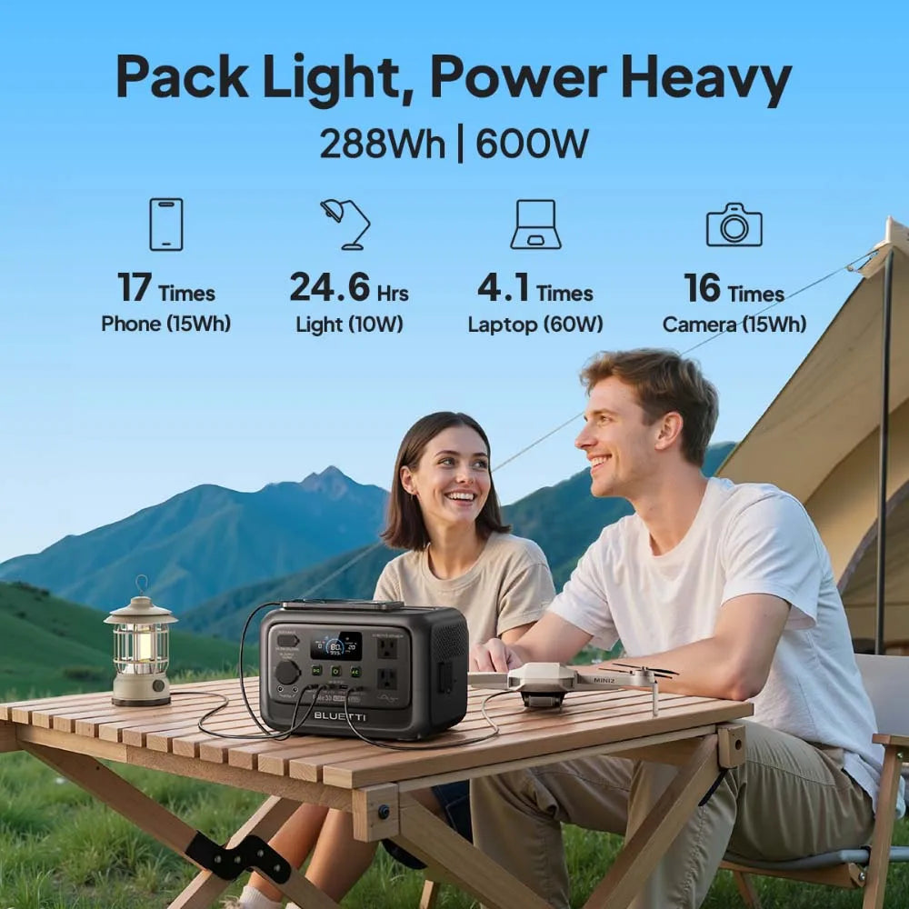 【Renew】BLUETTI Elite 30 V2 Portable Power Station 288Wh 600W Peak Large Capacity Solar Generator For Outdoor Camping Home Emerge