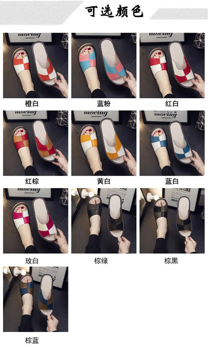 NewLight Luxury Genuine Leather Sheepskin Women's Slippers PVC Rubber Sole Non-Slip Summer Shoes Comfortable Soft Couple Sandals
