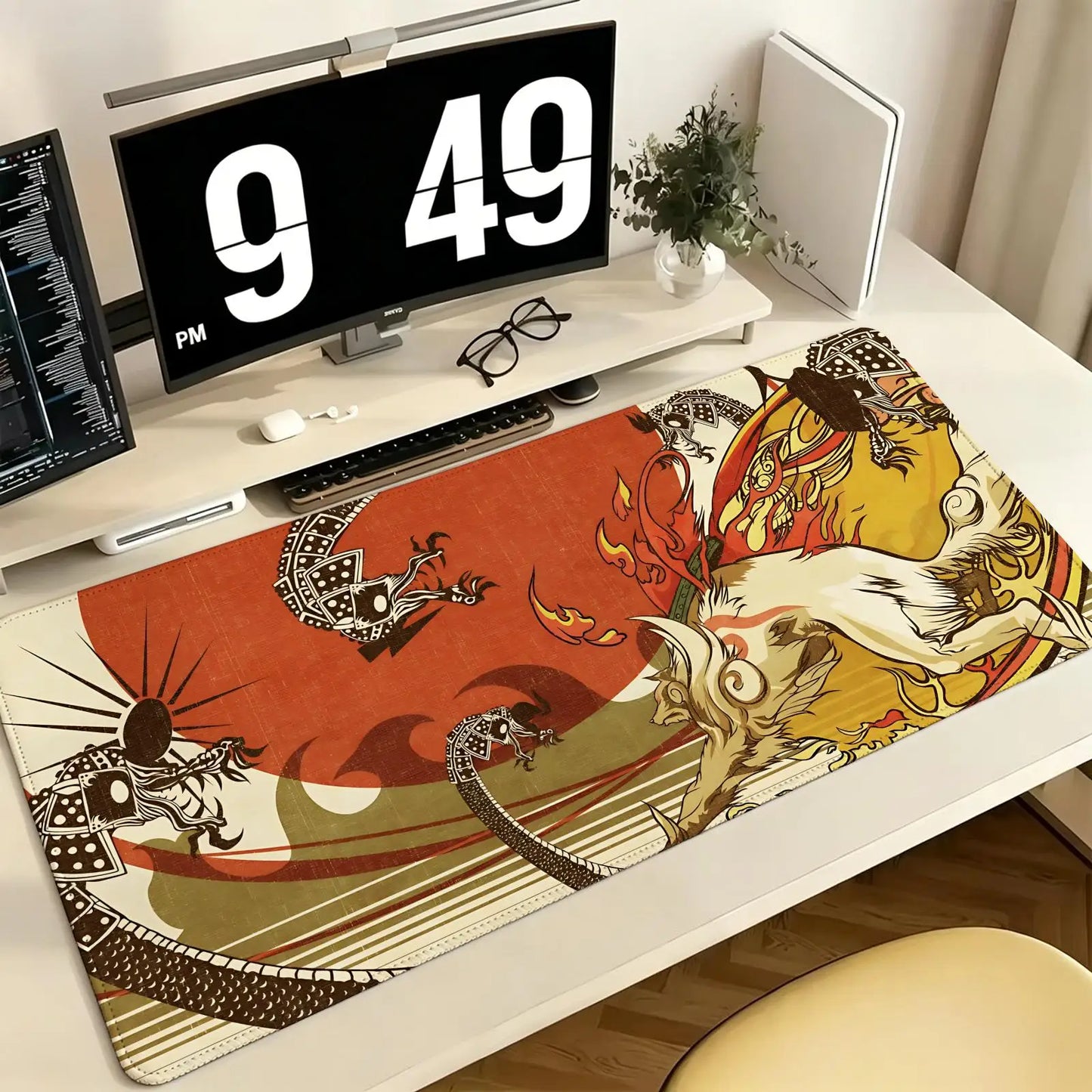 Pro E-Sports XXL Gaming Mousepad Extra Large Non-Slip Stitched Edge Keyboard Laptop Desk Mat For PC Gamer Cartoon Okami