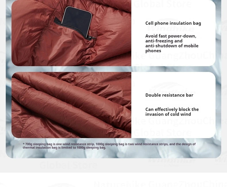 Naturehike Snowbird Mummy Sleeping Bag SP400/SP550/SP700/SP1000 for Outdoor Hiking Travel Winter Warm Duck Down Sleeping Bag
