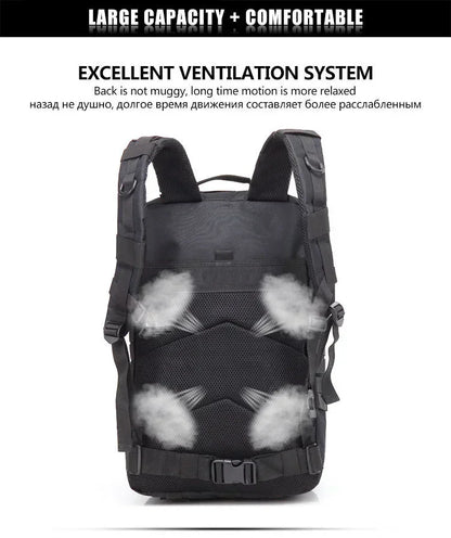 45L Tactical Fishing Backpack Molle Water Resistant Outdoor Tackle Bag Large Capacity Storage Camping Hiking Travel Rucksack Trekking Men Women Anglers Fishermen Rod Reel Gear Durable Multi Pocket Wear Resistant Lake River Se