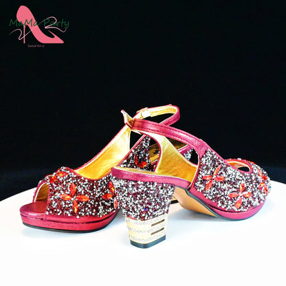 2025 Fashion Style Nigerian Ladies Lovely Shoes and Bag to Match Set in Gold Color Specials Pumps for Dress