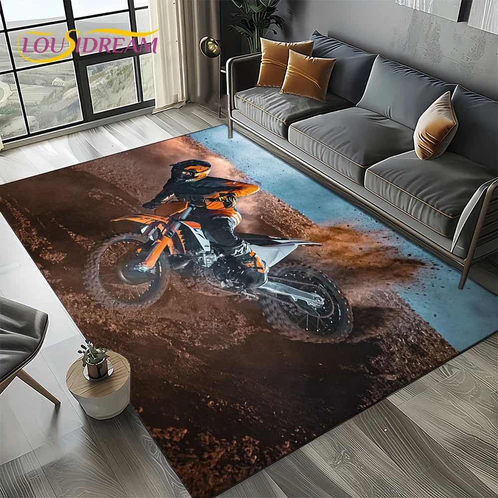 Racing Car K-KTM Motorcycle Carpet Rug for Living Room Bedroom Home Sofa Decoration,Kids Play Area Rug Non-slip Floor Mat Gift