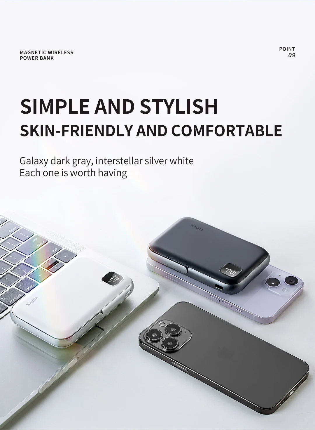 IDMIX Power Bank Magnetic Wireless Charging 10000mAh Portable with Bracket Power Bank for iPhone 12 13 14 15 and Android Phone