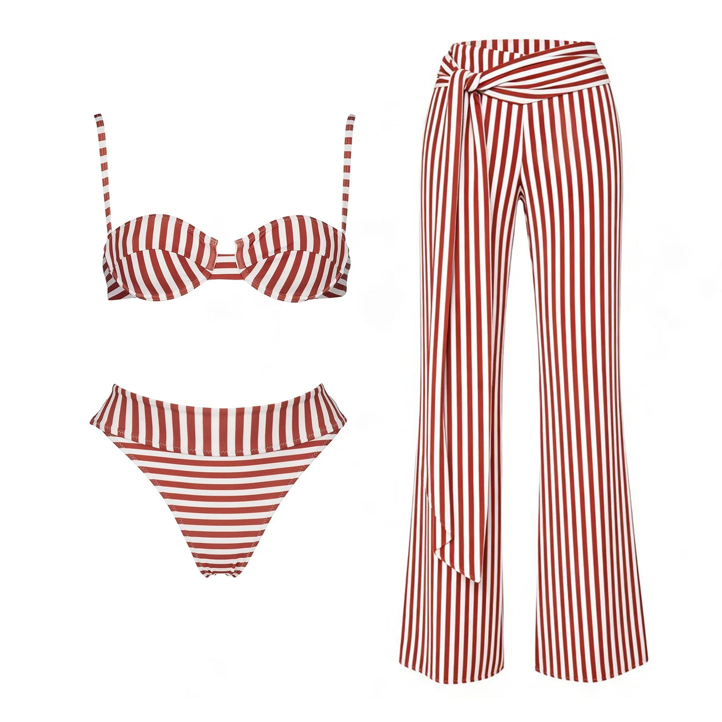 2026 New 2Pcs Solid Swimsuit Bandeau Biquini Sexy Bikini Women Swimwear Push Up Swim Suits Female Sarong Bathingsuit Beachwear
