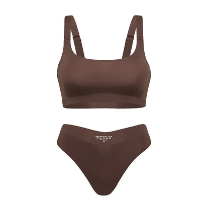 Hot Sale Leopard Print Seamless One-Piece Women's Camisole Lingerie Set T-back Bras And Panties Women Underwear Set