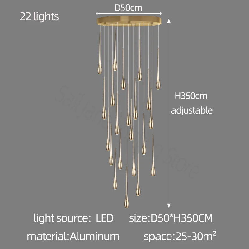 Minimalist LED Chandelier Luxurious Modern Living Room Lighting Duplex Attic Home Decoration Dining Room Staircase Pendant Light