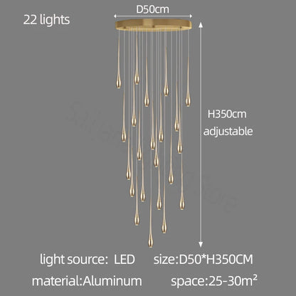 Minimalist LED Chandelier Luxurious Modern Living Room Lighting Duplex Attic Home Decoration Dining Room Staircase Pendant Light