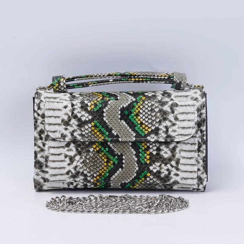 Luxury Snake Pattern Chain Flap Handbags Evening Clutches Crossbody Messenger Shoulder Bags Women Female Ladies Luxurious Purses