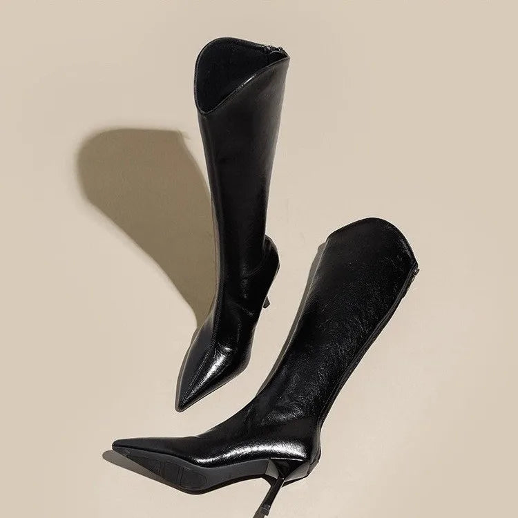 2025 Autumn New Products Women's Brown Suede High-Top Thigh Boots Pointed Toe Stiletto High Knight Boots