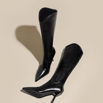 2025 Autumn New Products Women's Brown Suede High-Top Thigh Boots Pointed Toe Stiletto High Knight Boots