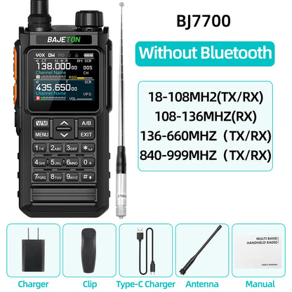 BAJETON BJ-7700 Walkie Talkie Multi Band Wireless Bluetooth Phone Programming Noise Reduction AM FM Ham Radio For Camping BT8200