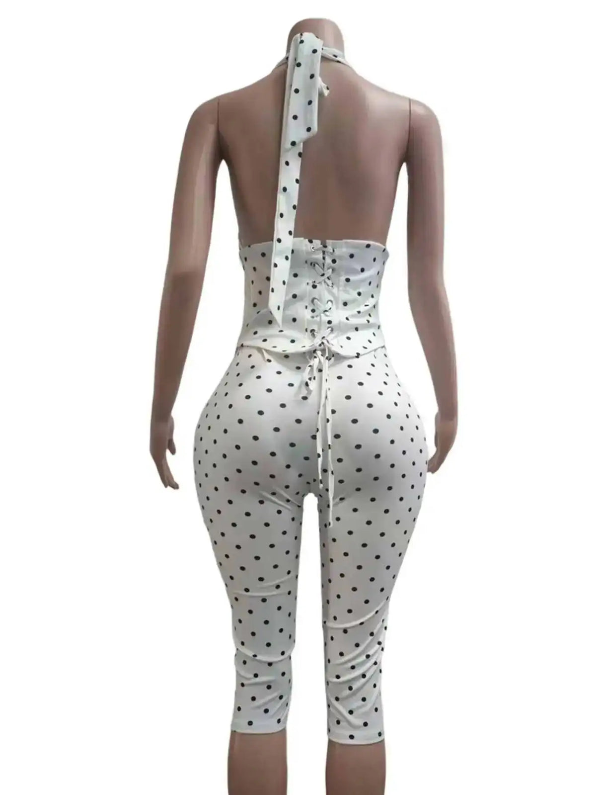 Sexy Backless Dot Print Jumpsuit Women Summer One Pieces Bodycon Jumpsuits Rompers Club Birthday Party Outfits Fashion Playsuit