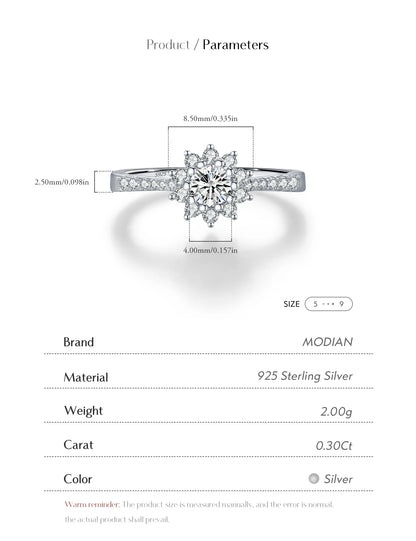 MODIAN D Color Moissanite Luxury Halo Rings 925 Sterling Silver Sparkling Wedding Engagement Rings For Women Fine Jewelry