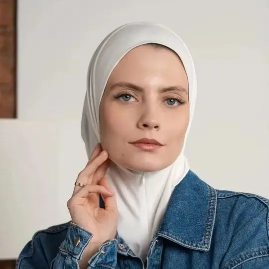 Modal instant Hijabs Cap Muslim With Zipper Soft Inner Cap Fashion With Neck Collar Headscarf Hat Women Islam Ramadan Turban Cap