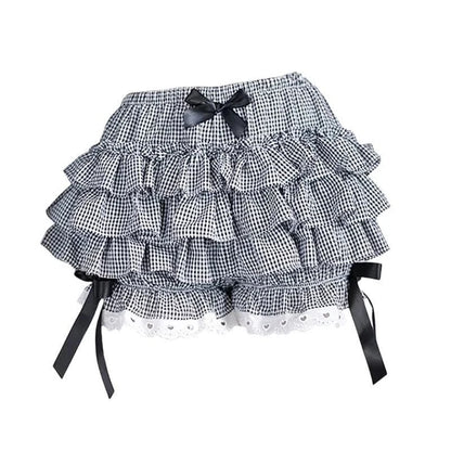 Pink Pleated panties woman pumpkin cute panties bow knot lolita safety shorts vintage pants victorian bloomers