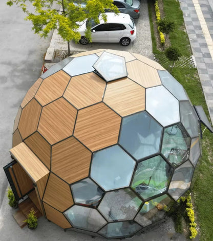 Modern Custom Hotel Glass Glamping Aluminum Alloy Fireproof Four-Season UV-resistant Transparent Geodesic Dome Tents