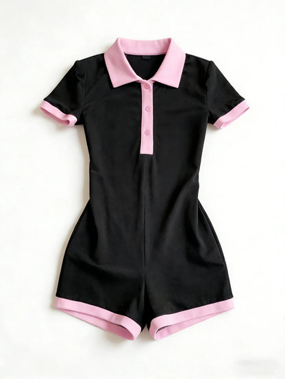 New "Ladies" slim-fitting short-sleeved one-piece pants, versatile and fashionable, for summer