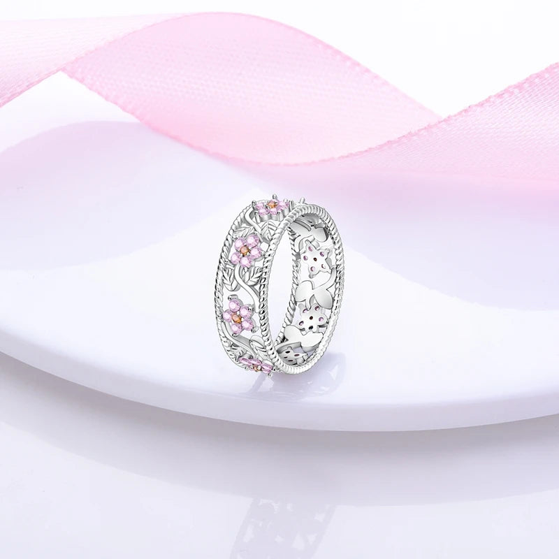LAZA 925 Sterling Silver Colorful Rings Sparking Zirconium Bowknot Moon Sun Original Ring For Women Anniversary Wedding Gifts
