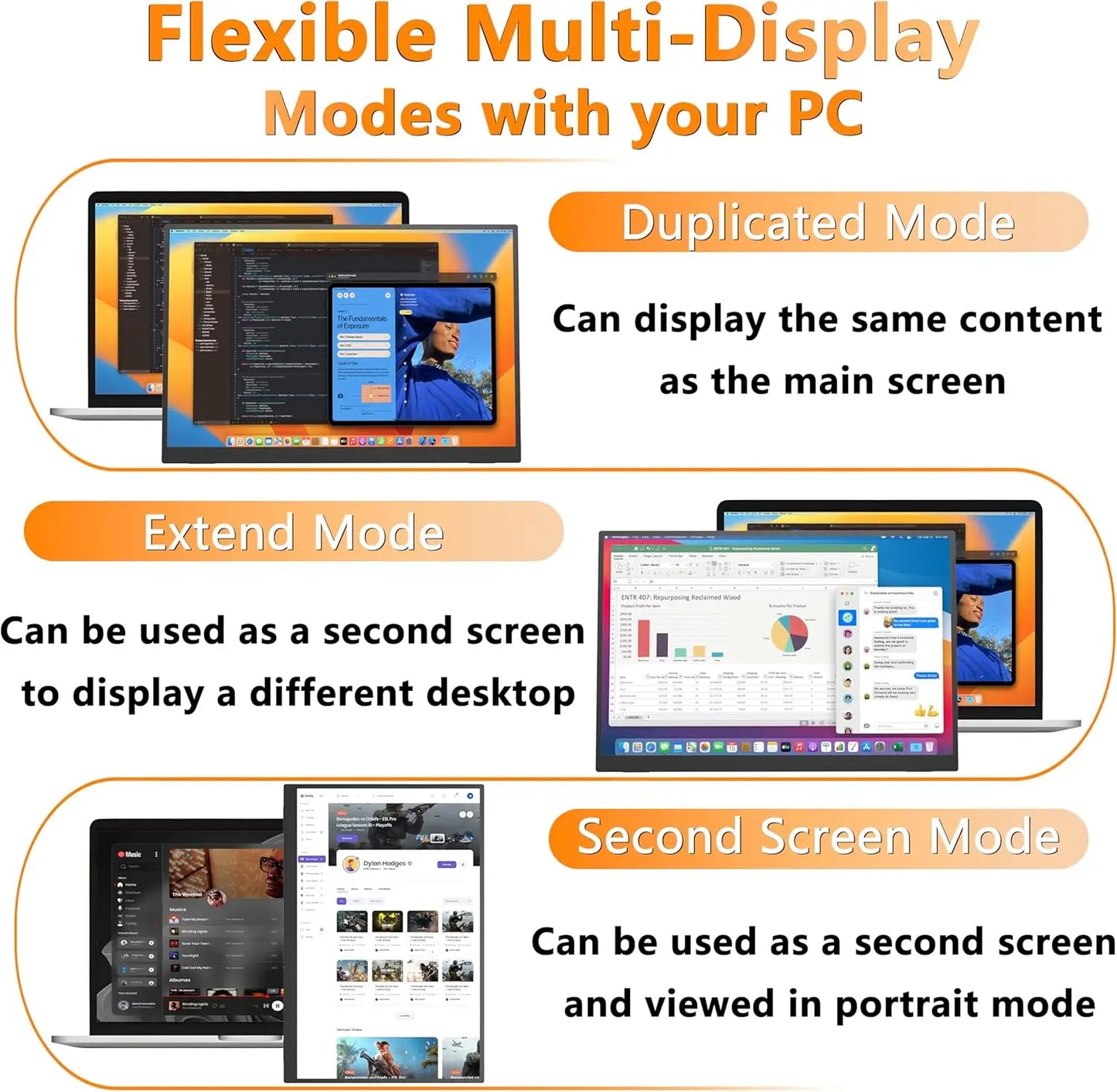 13.3-inch Touch Screen Portable Gaming Monitor Laptop Screen Extender FHD 1920x1200P IPS Touchscreen Monitor With Dual Speaker