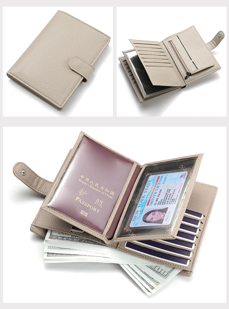 Stylish Travel Passport Bag Multi-Card Card Holder Portable Multi-Function Men's Wallet