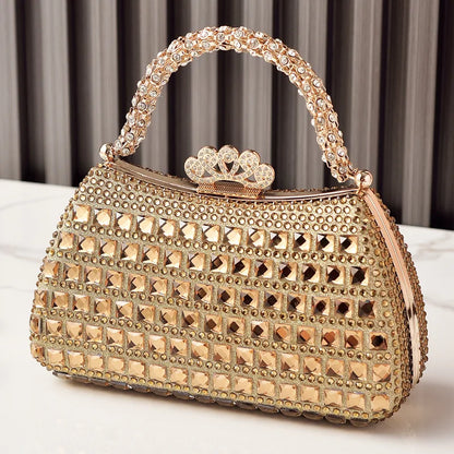 Silver Woman Bag Shine Bling Crown Hasp Diamond Shoulder Bag Crossbody Luxury Designers Rivet Clutch Party Evening Sparkly Purse
