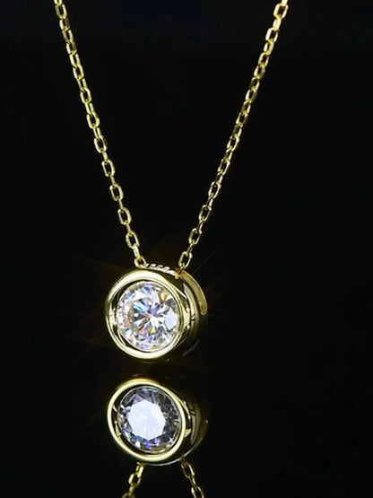 1ct Moissanite Necklace for Woman 925 Sterling Sliver Round Diamond Pendant Engagement Wedding Party Fine Jewely New