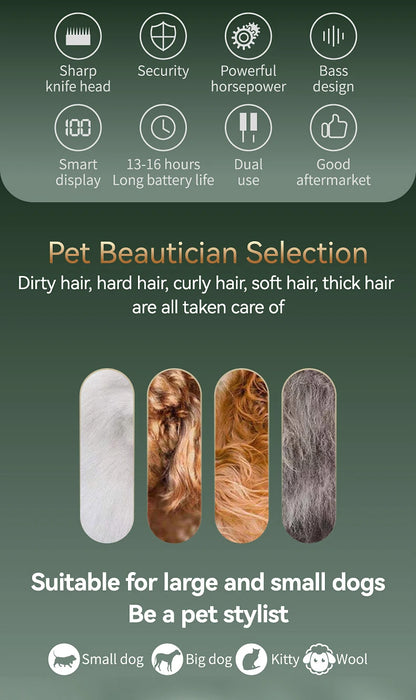 Fenice Cordless Rechargeable Pet Clipper Low Noise Professional Pet Hair Cutting Machine Grooming Trimmer Shaver Kit for Animals